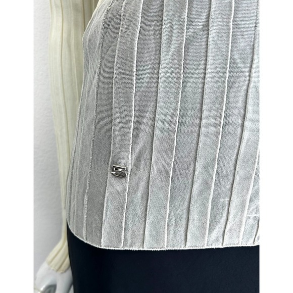 NWT* PH5 Sheer Rib Funnel Neck Knit Top Long SleeveSide Slit Barley Size Small - Picture 3 of 11